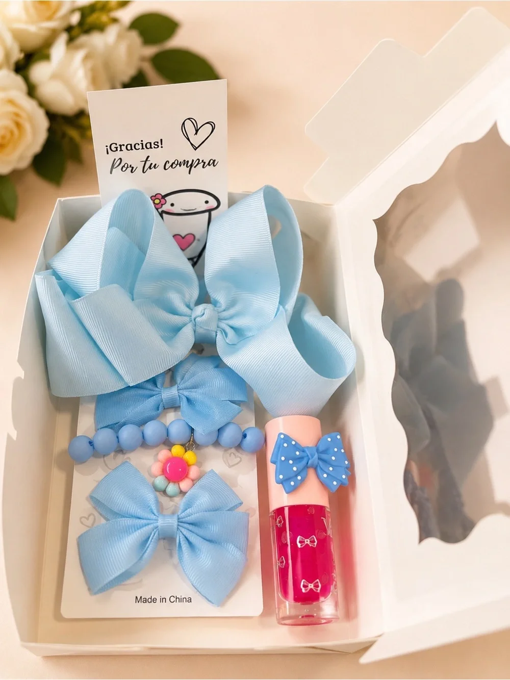 Light Blue Kids Hair Bow Gift Set - Brand